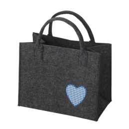 Filztasche grau/ Herz blau